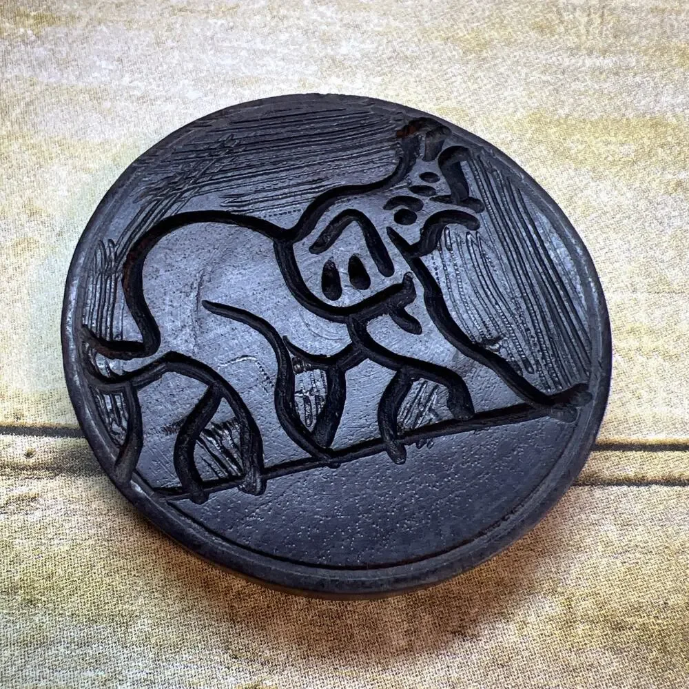 Hand Carved Wooden Africa 6 Coaster Set with Holder & Lid Beautiful Boho 4x5”
